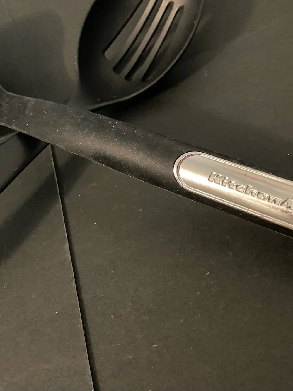 KitchenAid Black Silicone Slotted Spoon & Ladle